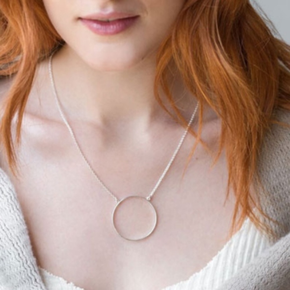 Lele Sadoughi Silver Circle Necklace